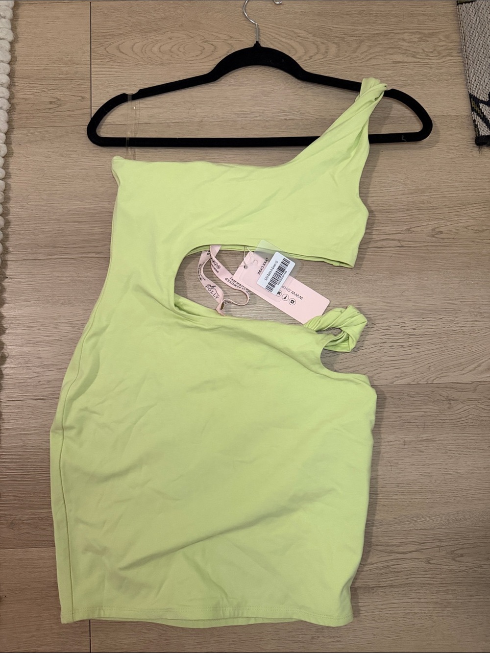 Oh Polly One-Shoulder Cutout Dress in Lime